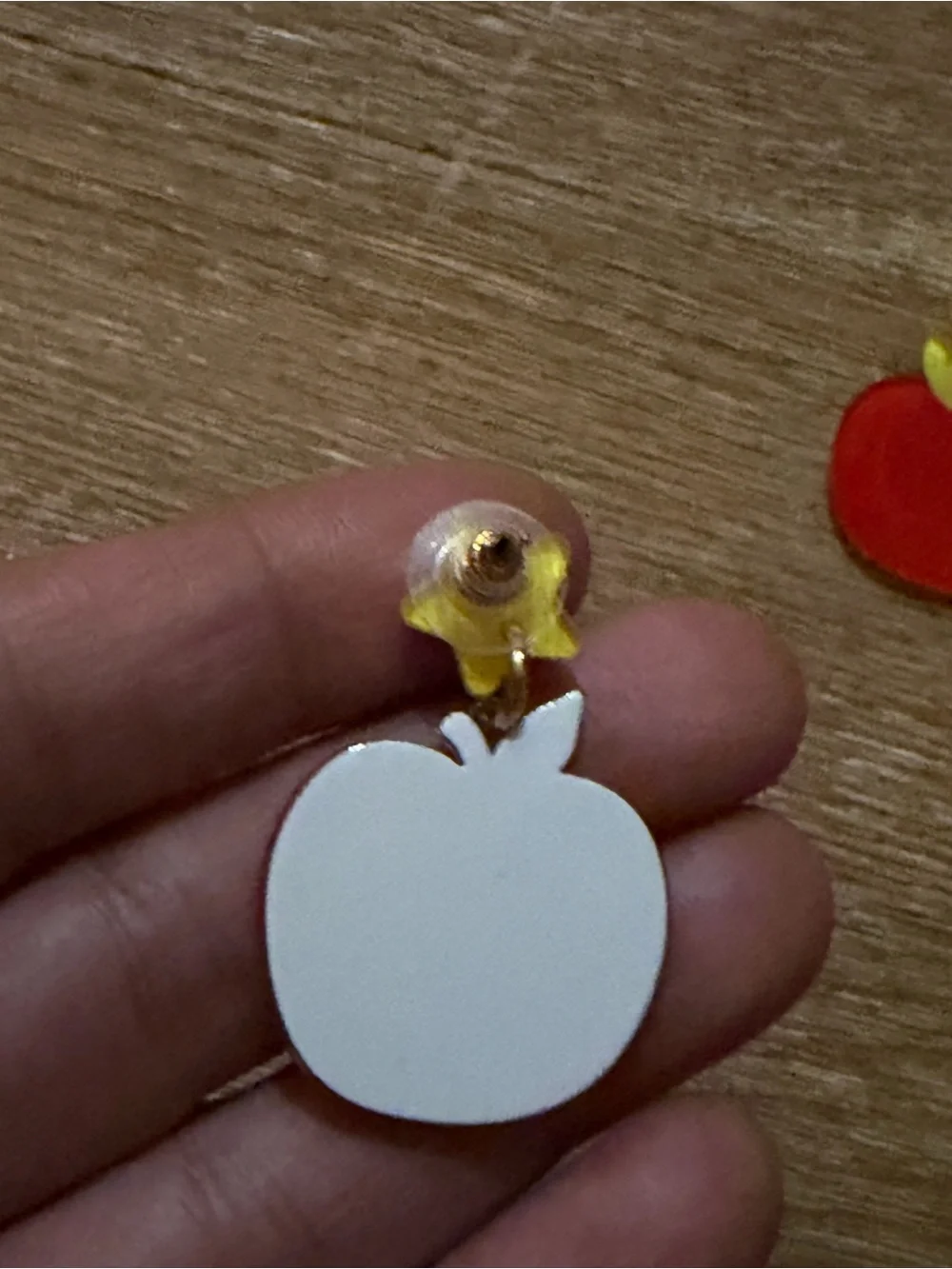 Kids Red Apple Earrings with Yellow Star Tops